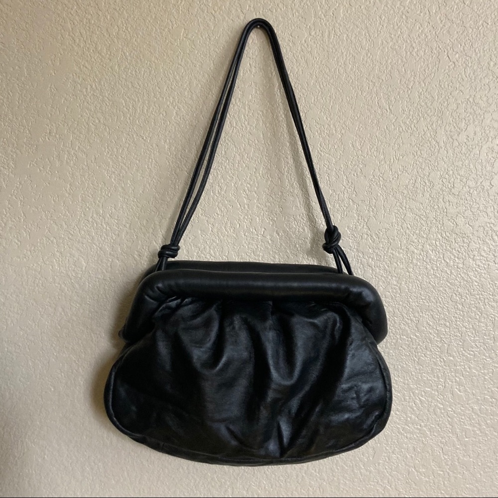 H&M Oversized Black Faux Leather Puff Purse
